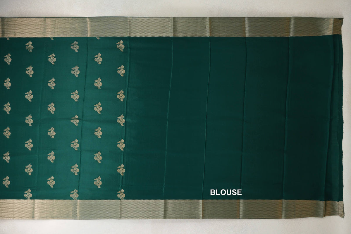 Bottle Green Mysore Silk Saree blouse