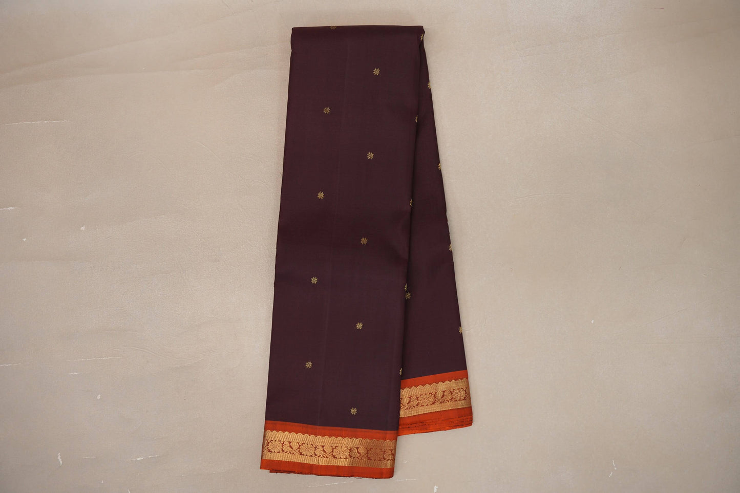 Deep plum with Rust orange borders Vintage Kanjivaram Silk Saree SS9302
