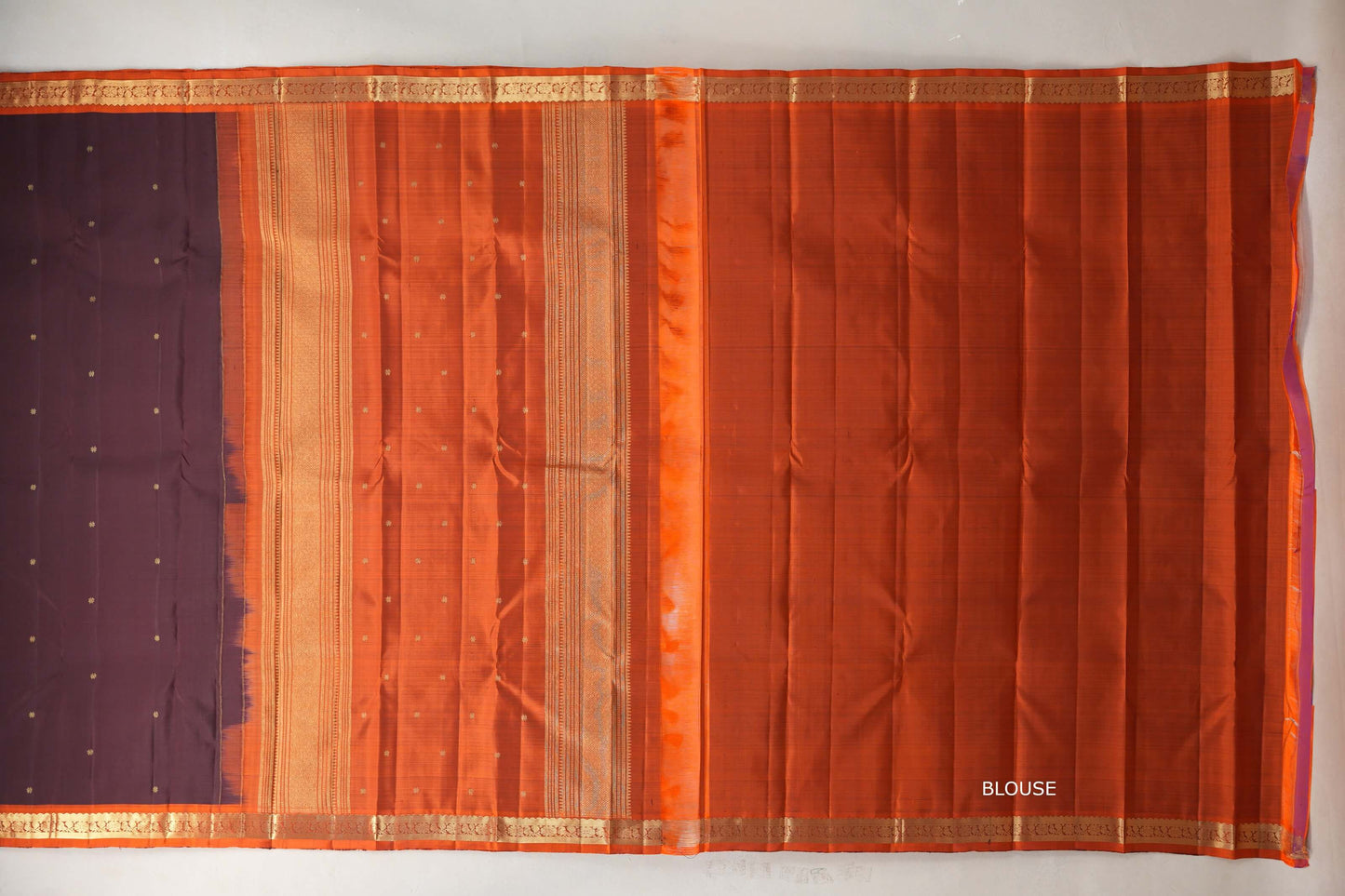 Deep plum with Rust orange borders Vintage Kanjivaram Silk Saree SS9302