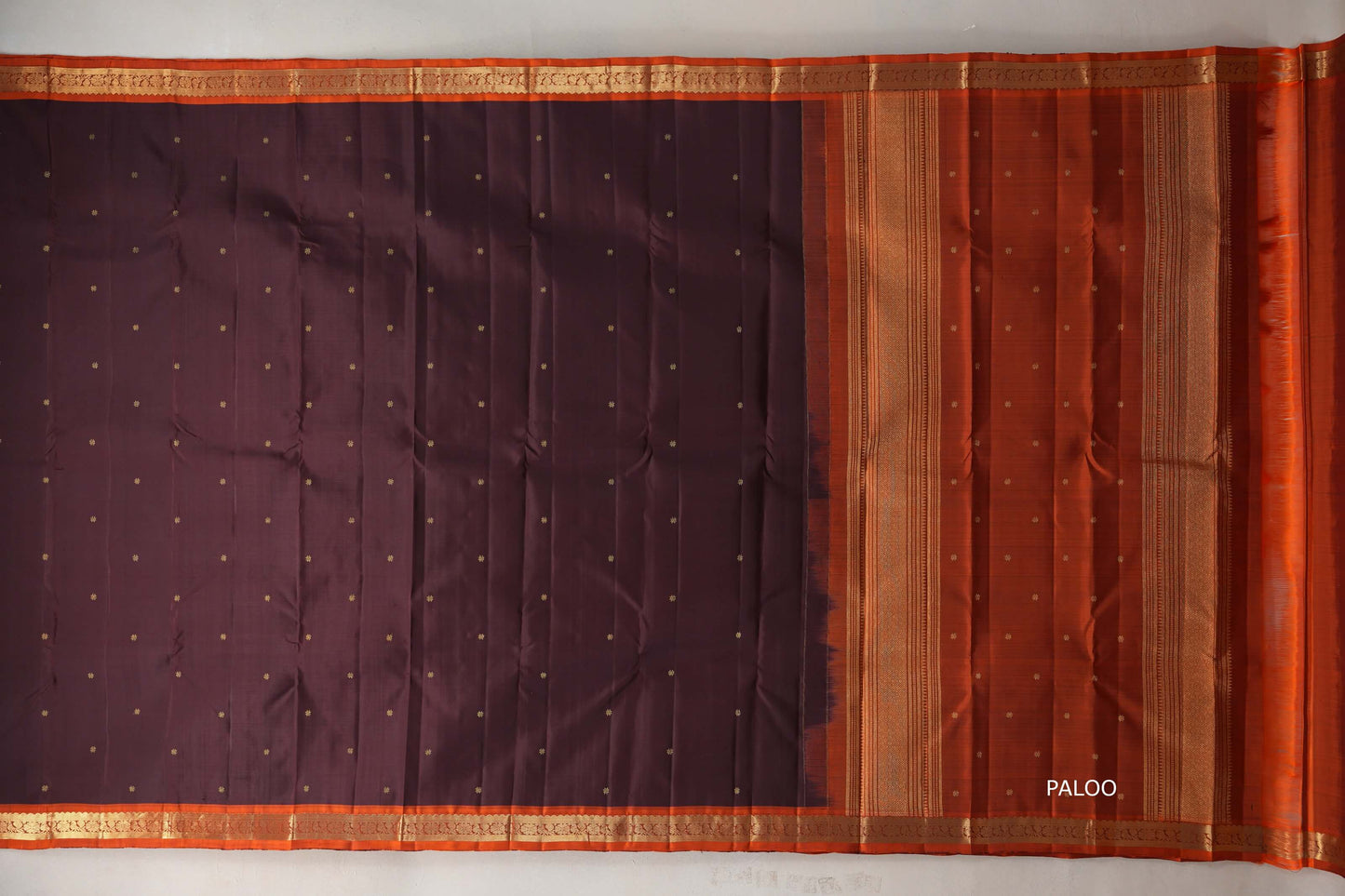Deep plum with Rust orange borders Vintage Kanjivaram Silk Saree SS9302