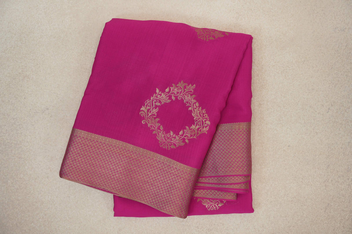 Bright Magenta Pink Mysore Silk Saree