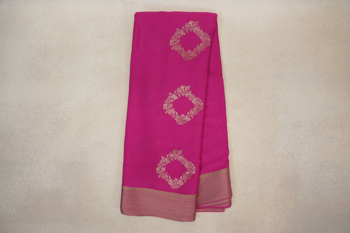 Online Bright Magenta Pink Mysore Silk Saree