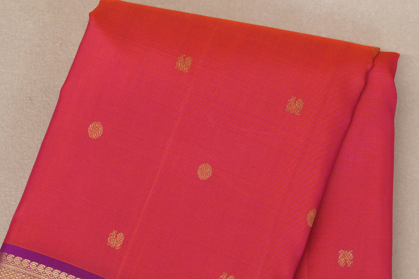 Orangish pink Vintage Kanjivaram Silk Saree SS9304