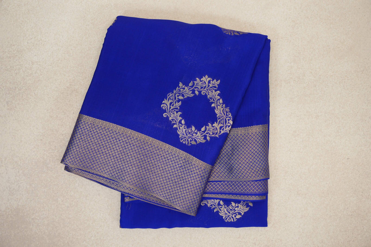Bright Royal Blue Mysore Silk Saree