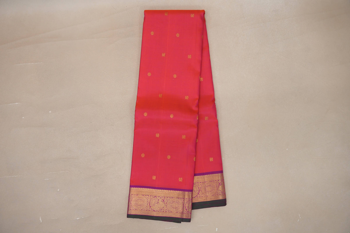 Orangish pink Vintage Kanjivaram Silk Saree SS9304