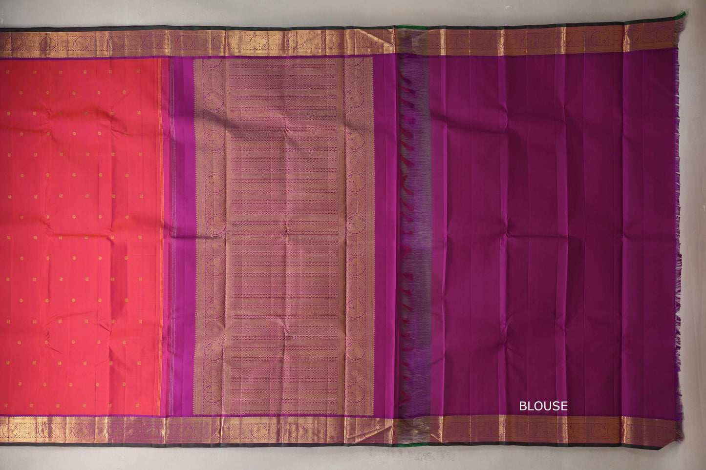 Orangish pink Vintage Kanjivaram Silk Saree SS9304