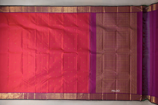 Orangish pink Vintage Kanjivaram Silk Saree SS9304