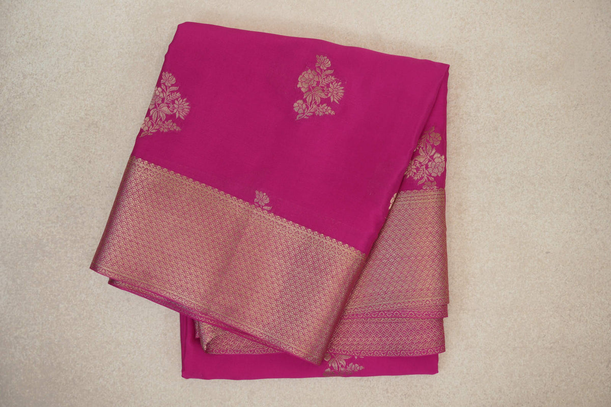 Bright Magenta Pink Mysore Silk Saree
