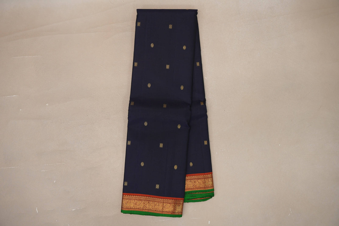 Deep Navy Blue Vintage Kanjivaram Silk Saree SS9306