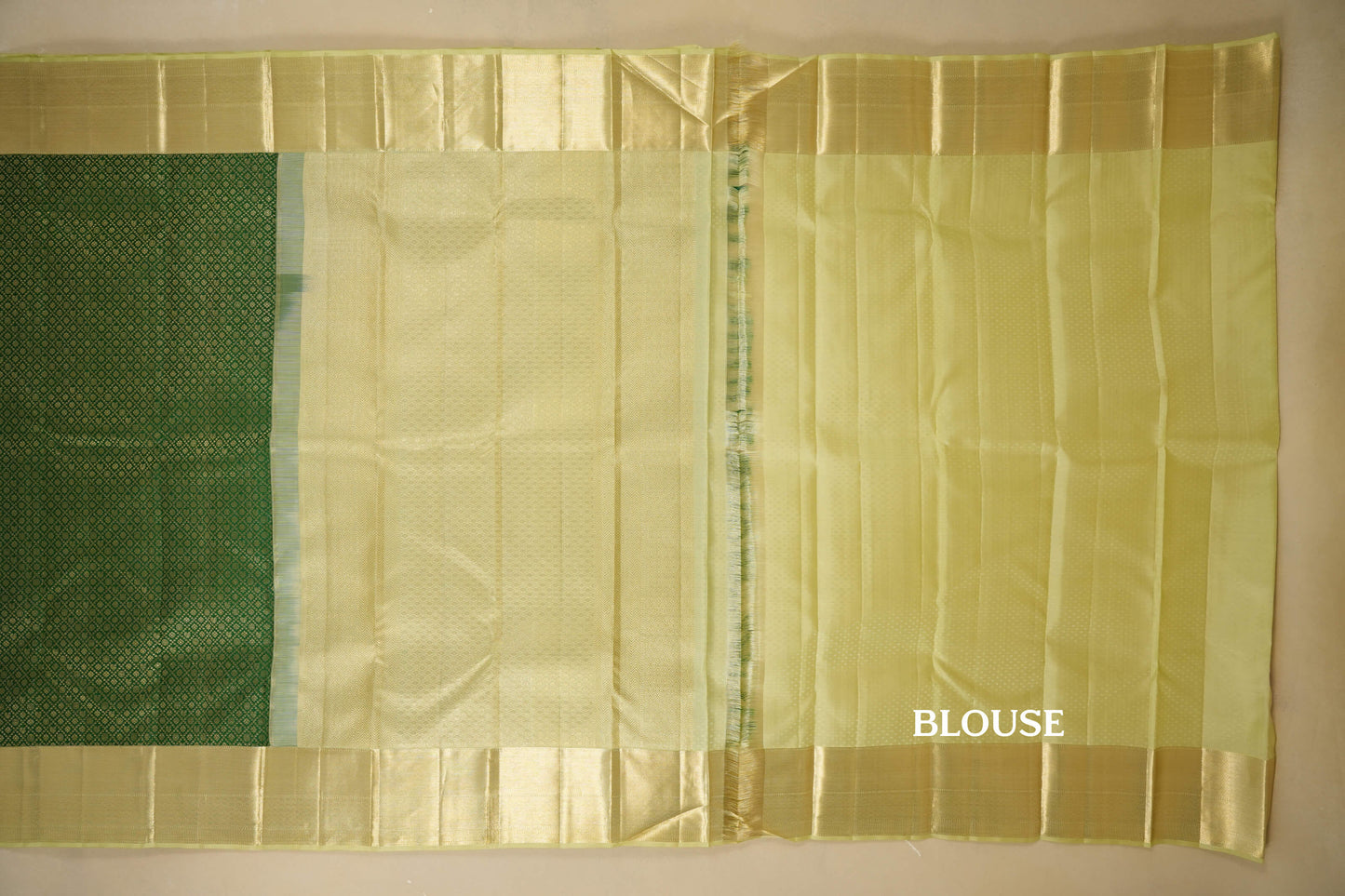 Green with Pastel Elachi Green Borders Vintage Kanjivaram Silk Saree blouse