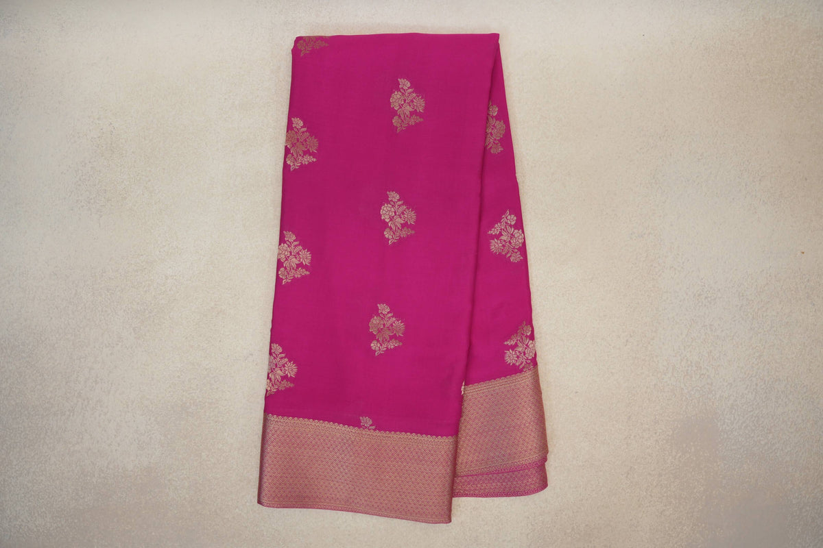 Online Bright Magenta Pink Mysore Silk Saree