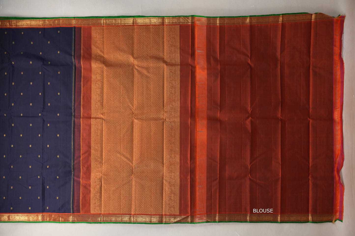 Deep Navy Blue Vintage Kanjivaram Silk Saree SS9306