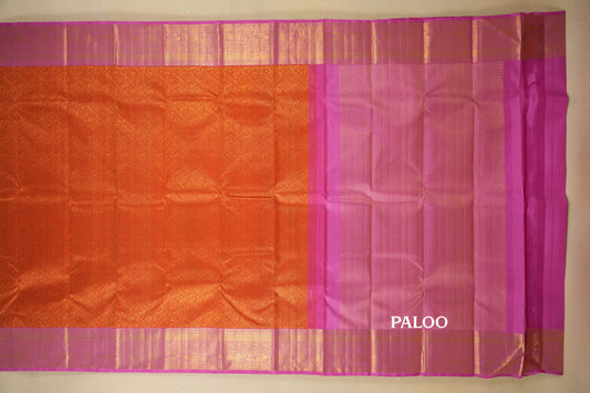 Red with Pink Borders Vintage Kanjivaram Silk Saree paloo