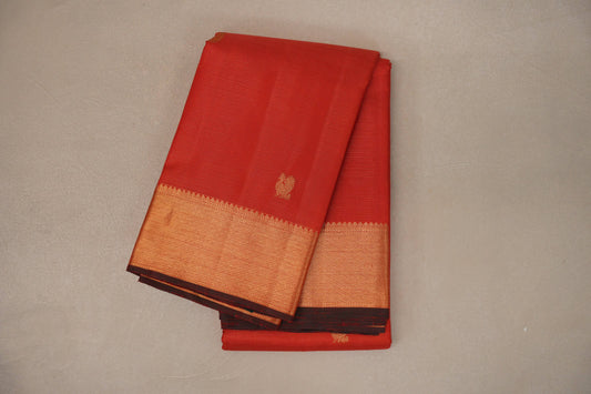 Chilli red Vintage Kanjivaram Silk Saree SS9308