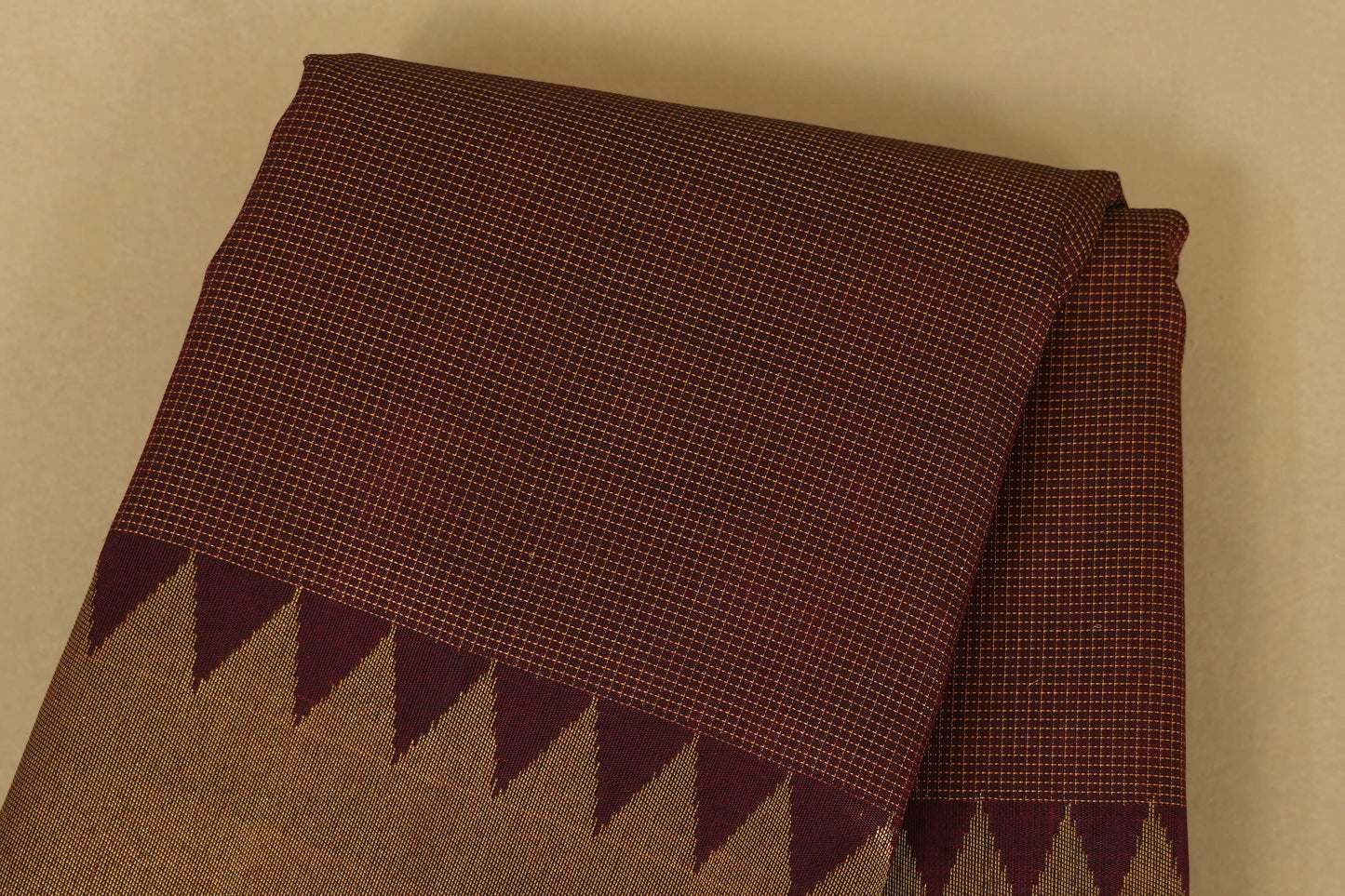 Burgundy Maroon with Tissue Borders Vintage Kanjivaram Silk Saree body