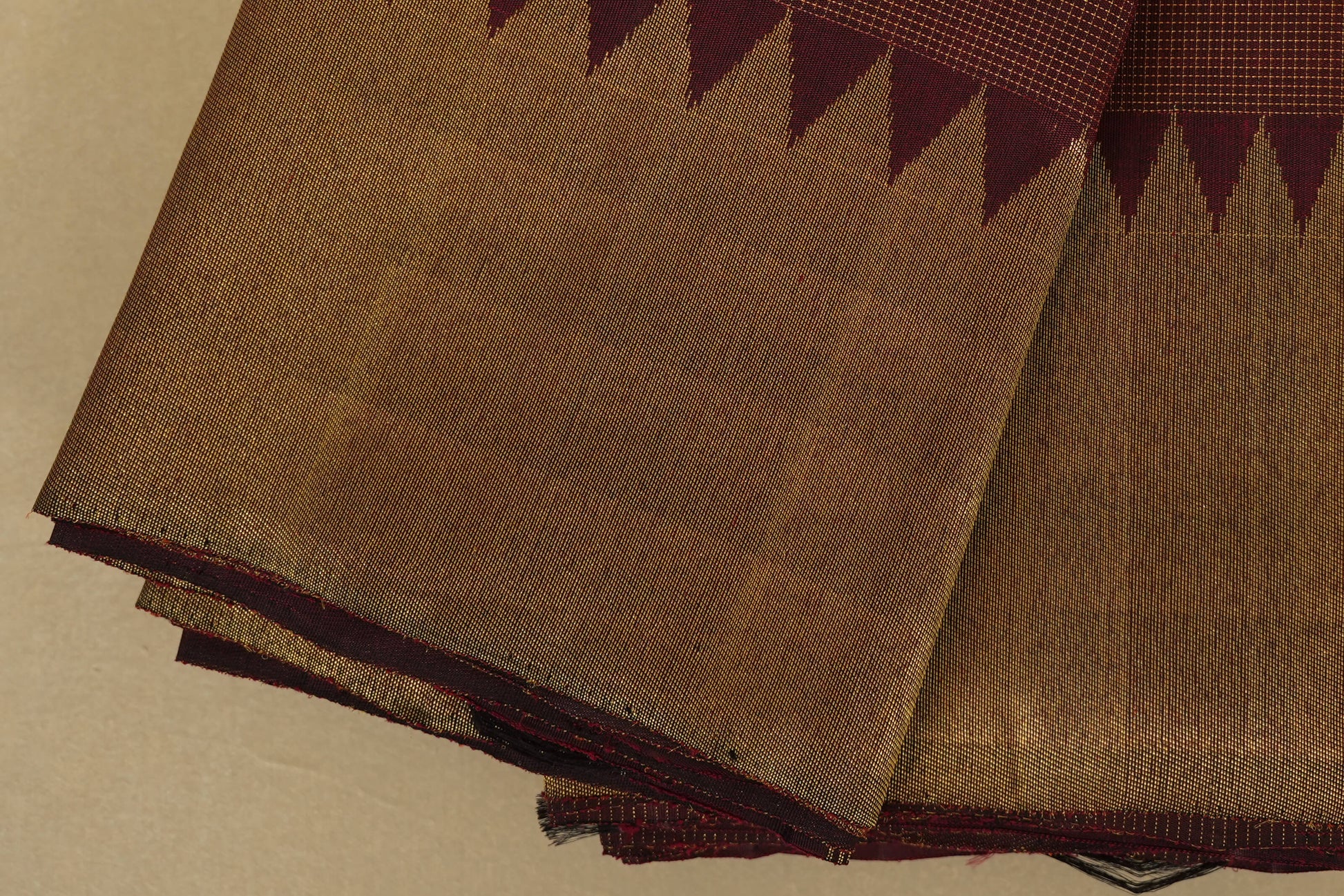 Burgundy Maroon with Tissue Borders Vintage Kanjivaram Silk Saree borders