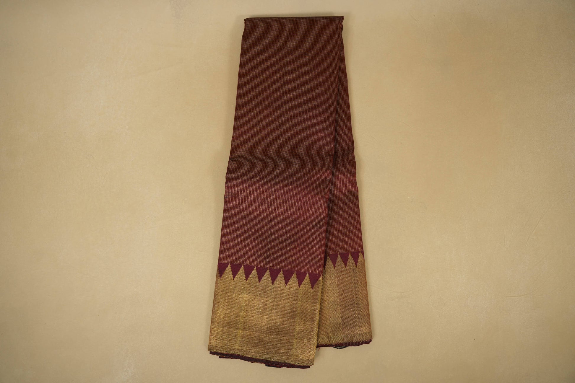 Online Burgundy Maroon with Tissue Borders Vintage Kanjivaram Silk Saree
