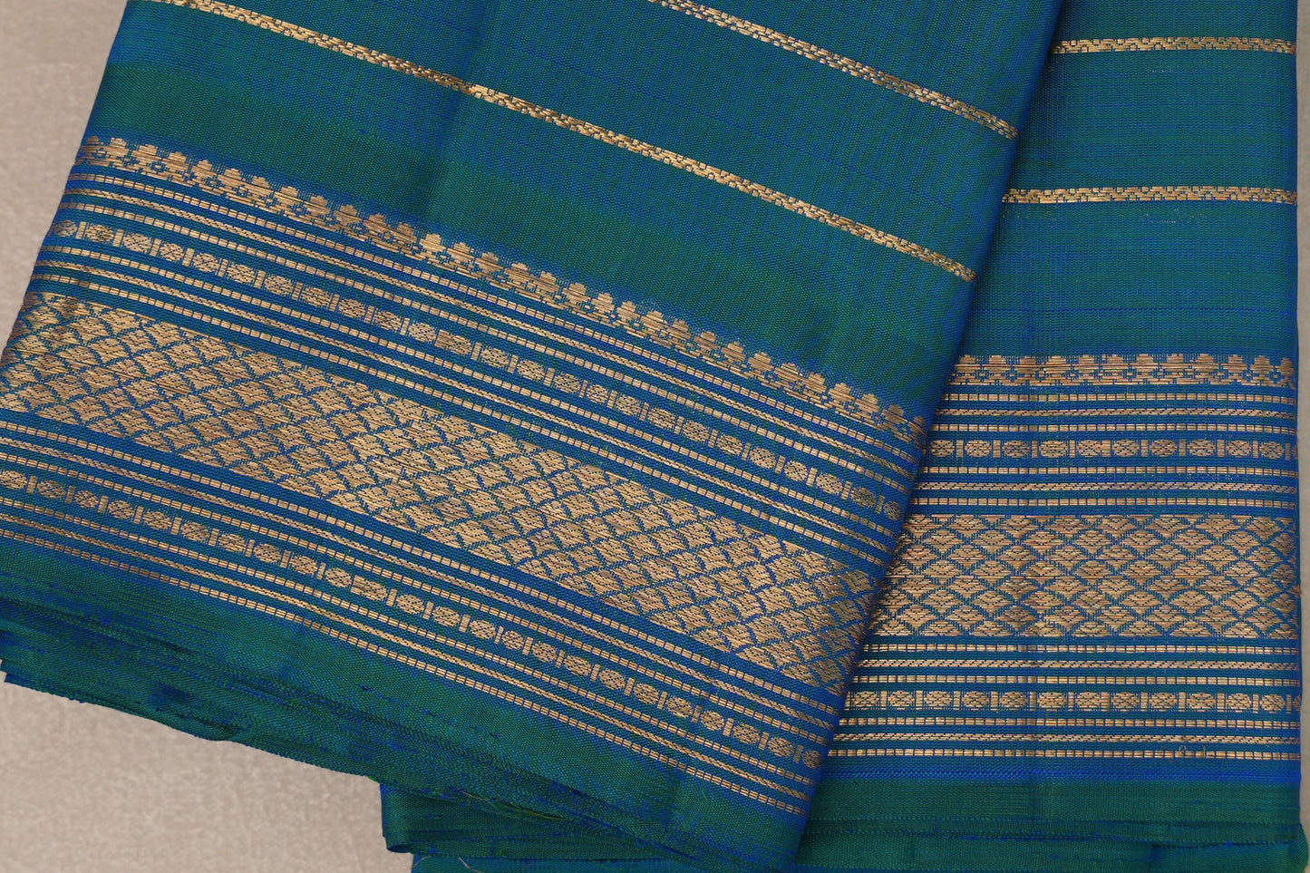 Peacock Blue Vintage Kanjivaram Silk Saree SS9310