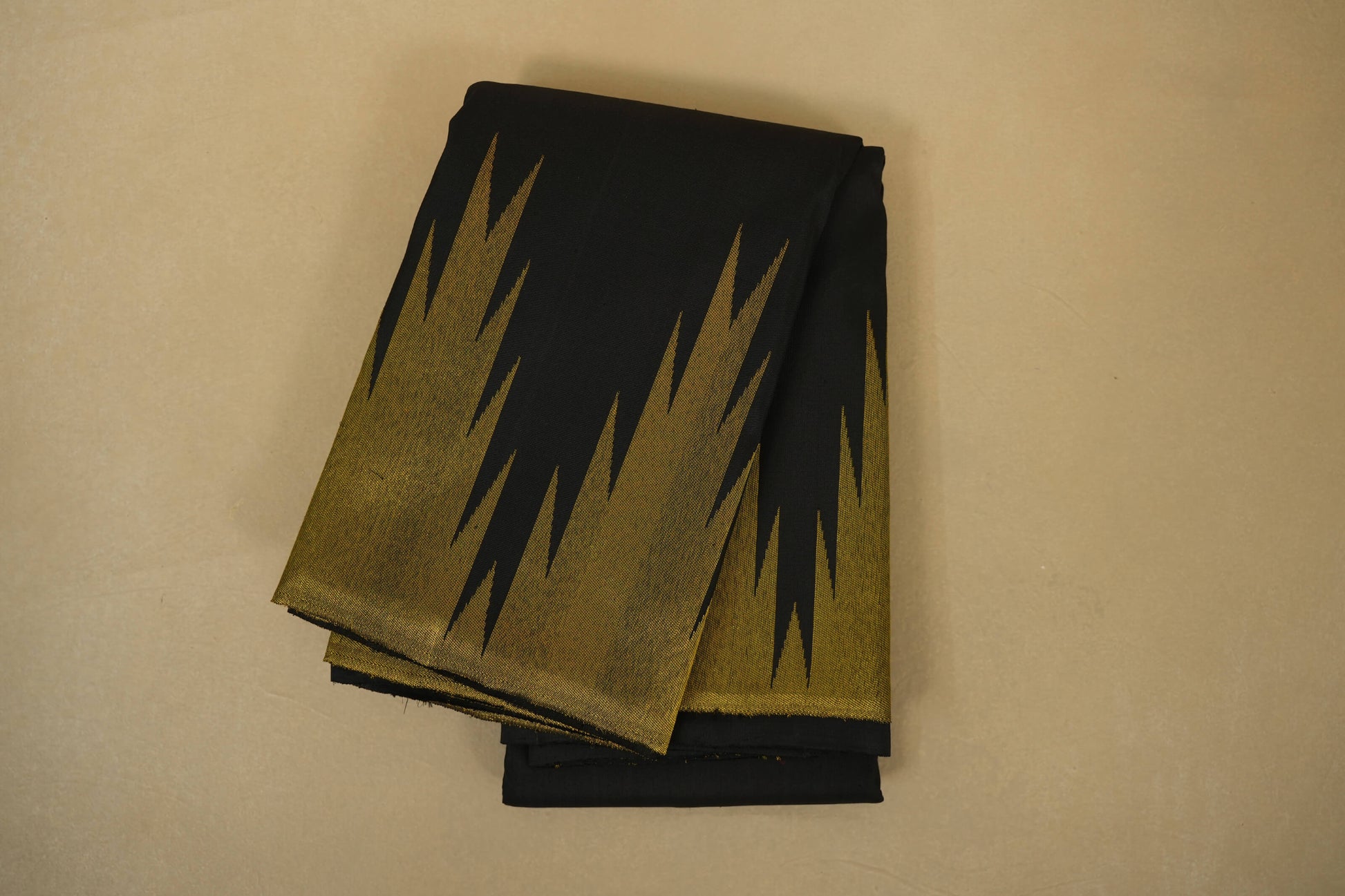 Black with Temple Borders Vintage Kanjivaram Silk Saree