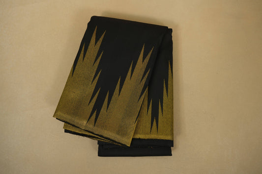 Black with Temple Borders Vintage Kanjivaram Silk Saree