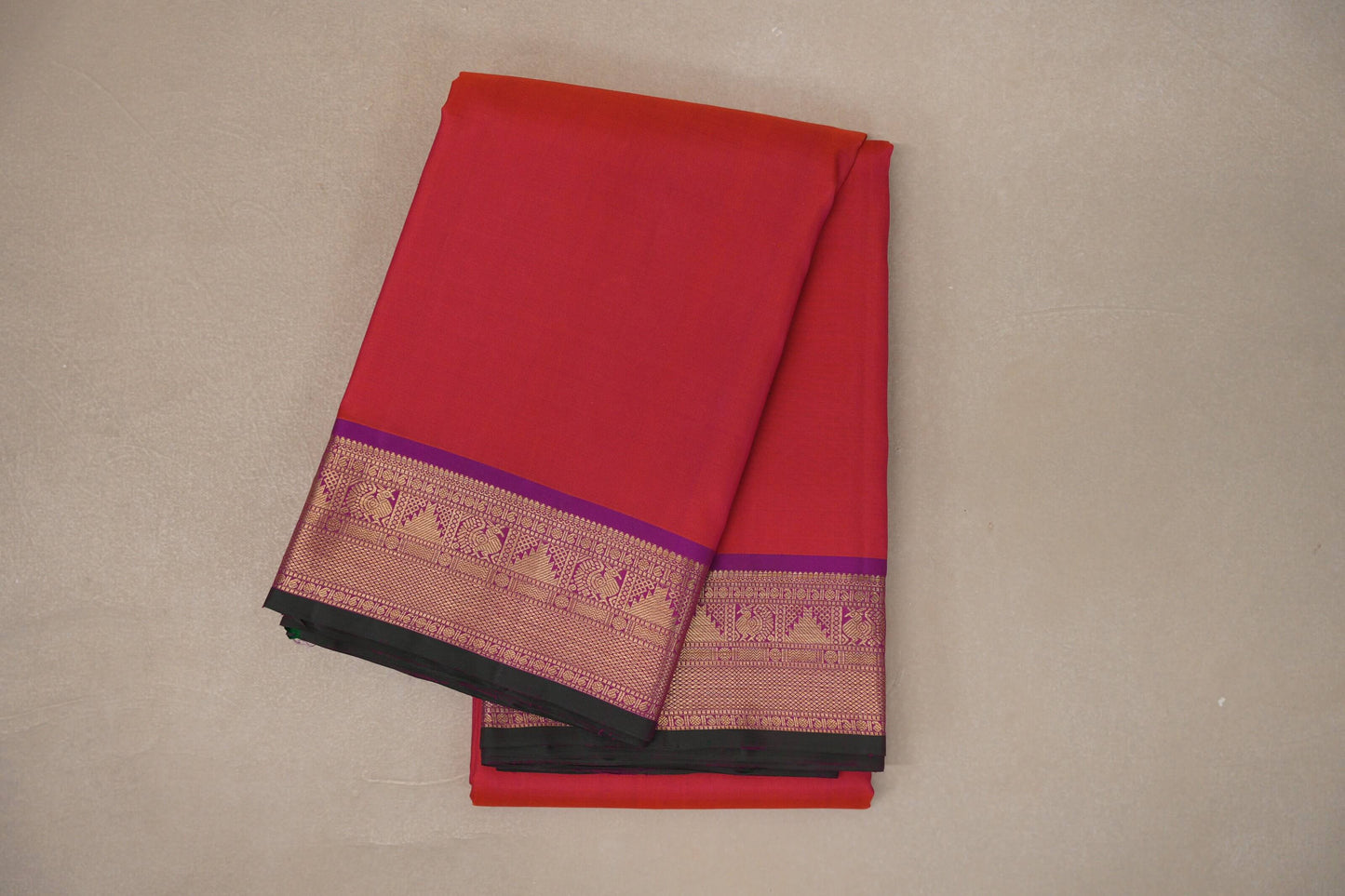 Dual Tone of Orange and Pink Vintage Kanjivaram Silk Saree SS9312