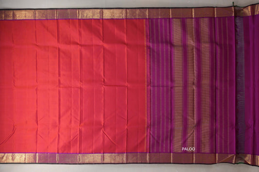 Dual Tone of Orange and Pink Vintage Kanjivaram Silk Saree SS9312