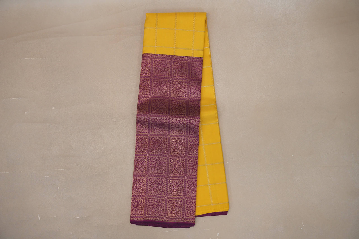 Bright yellow with Deep Magenta Vintage Kanjivaram Silk Saree SS9313