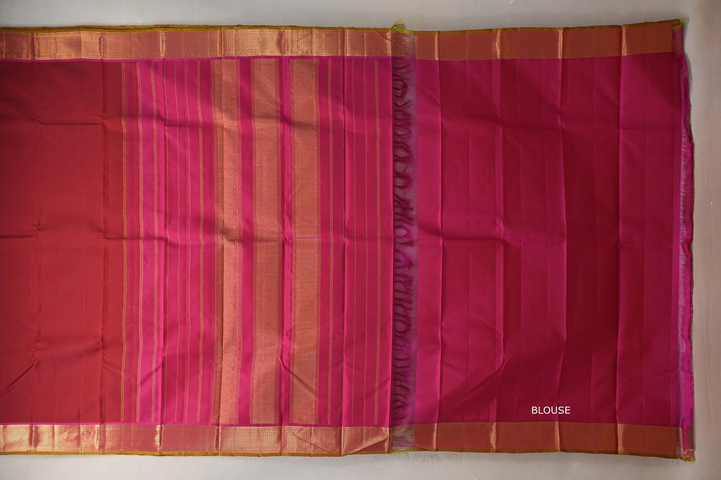 Deep reddish maroon with Bright pink Vintage Kanjivaram Silk Saree SS9314