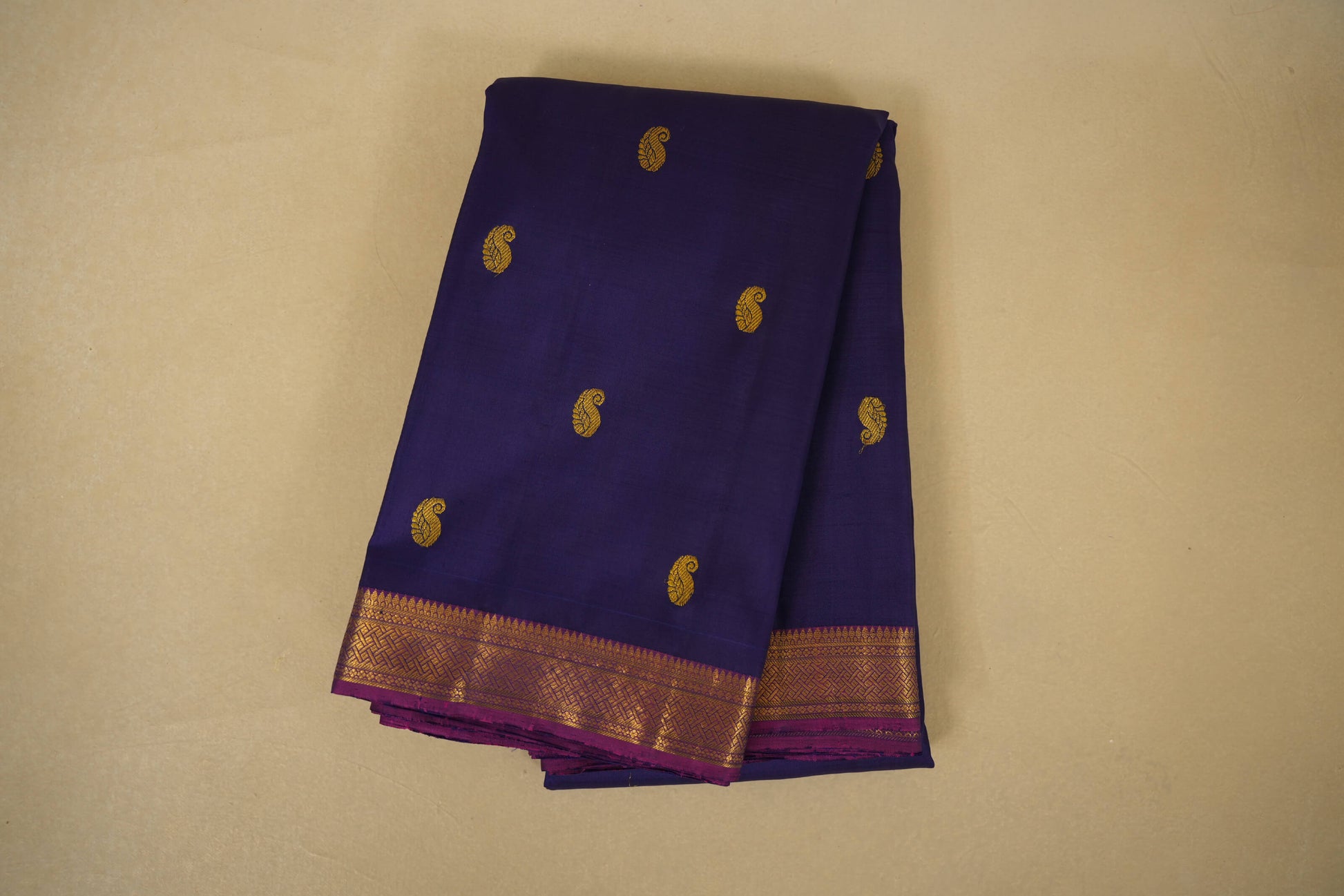 Purple with Magenta Borders Vintage Kanjivaram Silk Saree 