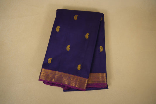 Purple with Magenta Borders Vintage Kanjivaram Silk Saree 