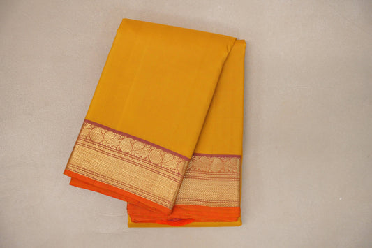 Bright yellow Vintage Kanjivaram Silk Saree SS9317