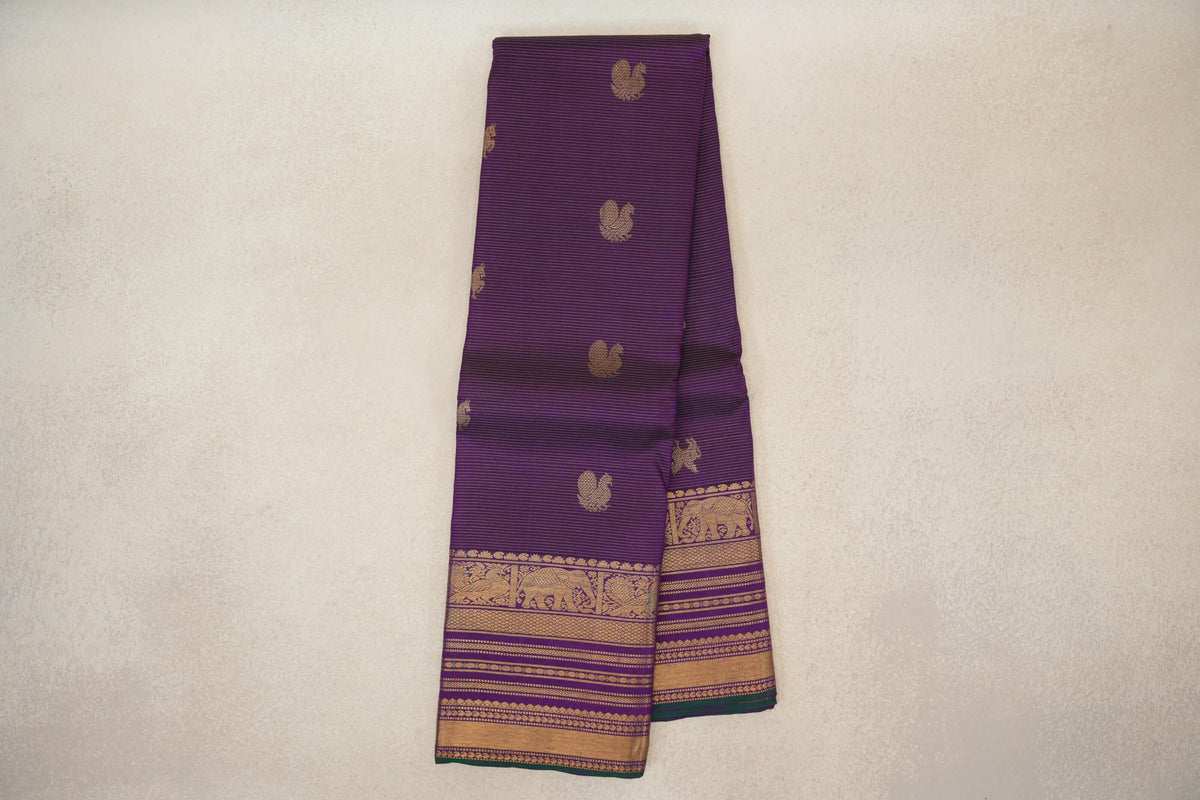 Online Deep Violet Purple Vaira Oosi Vintage Kanjivaram Silk Saree