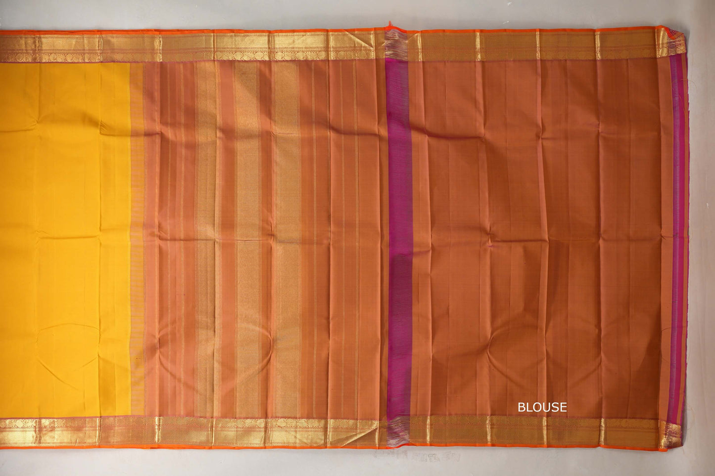 Bright yellow Vintage Kanjivaram Silk Saree SS9317