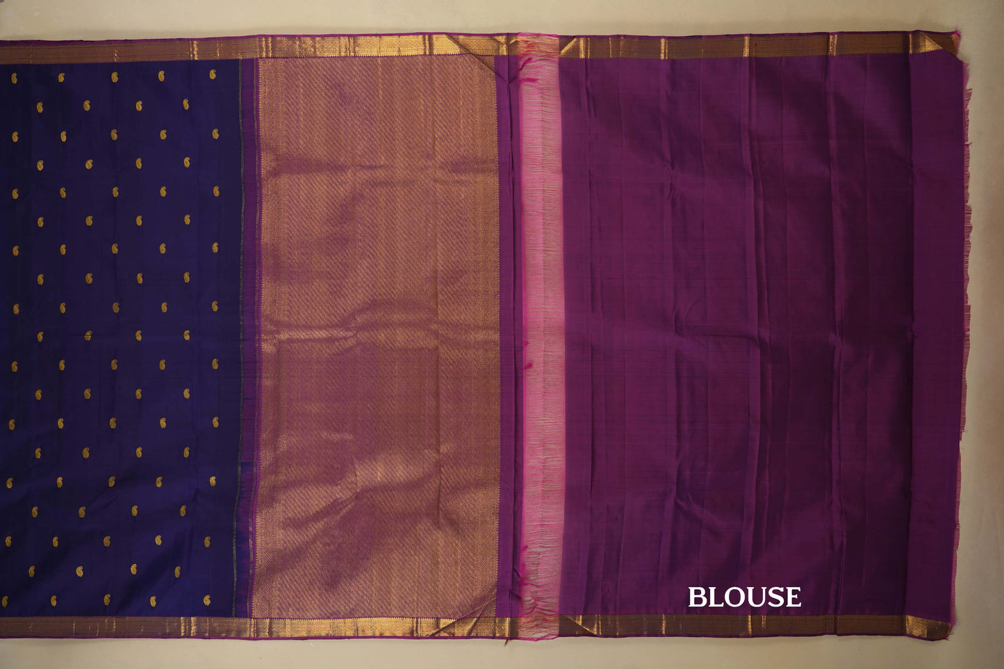 Purple with Magenta Borders Vintage Kanjivaram Silk Saree  blouse