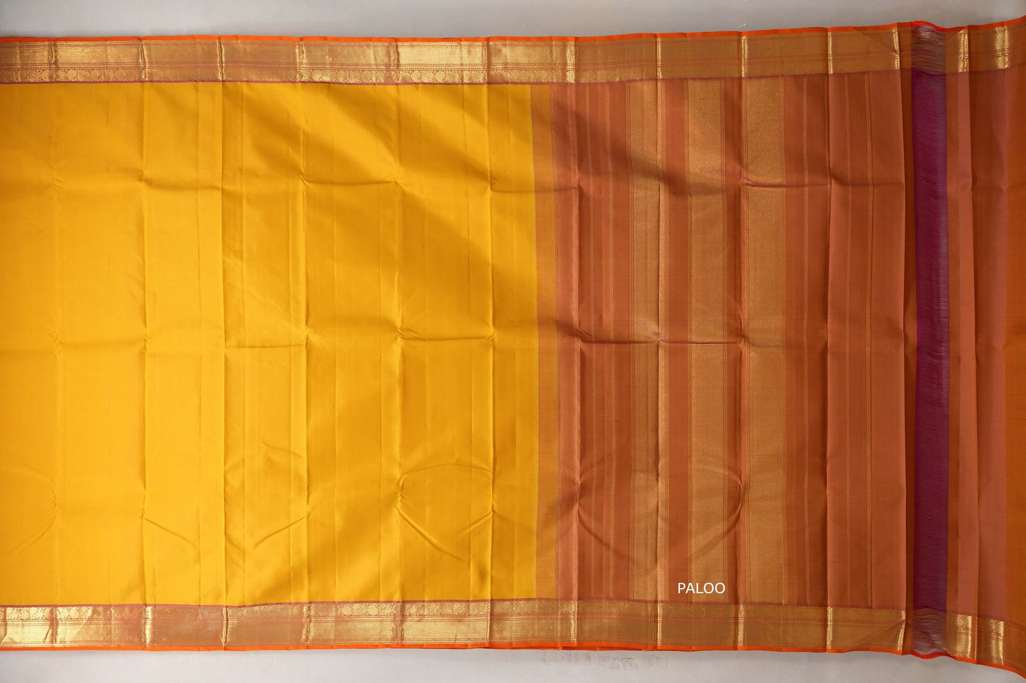 Bright yellow Vintage Kanjivaram Silk Saree SS9317