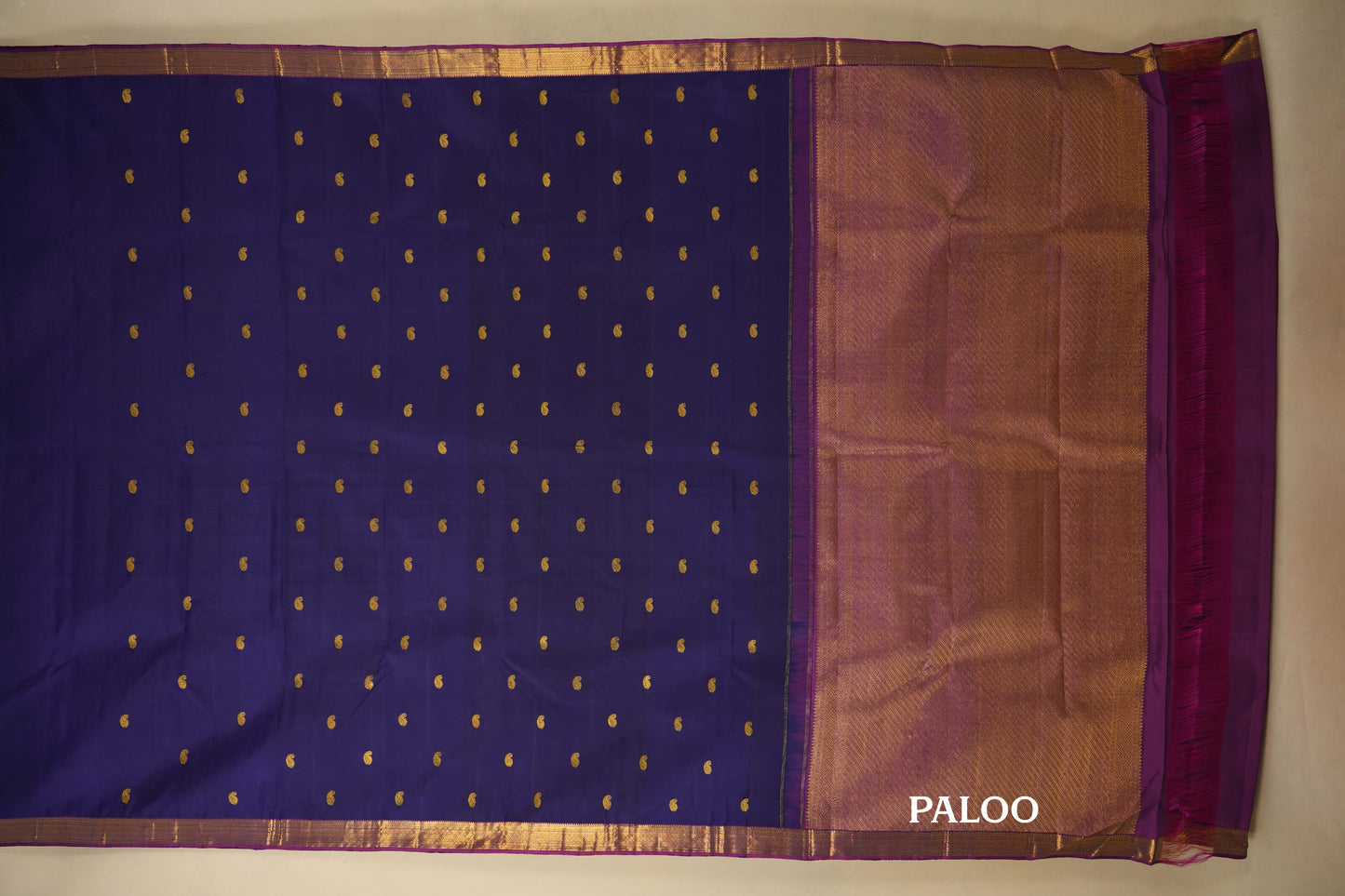 Purple with Magenta Borders Vintage Kanjivaram Silk Saree  paloo