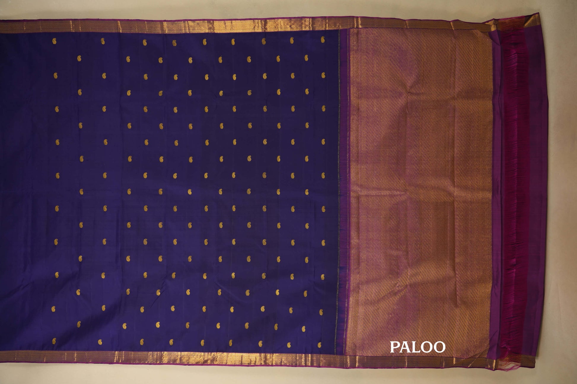 Purple with Magenta Borders Vintage Kanjivaram Silk Saree  paloo