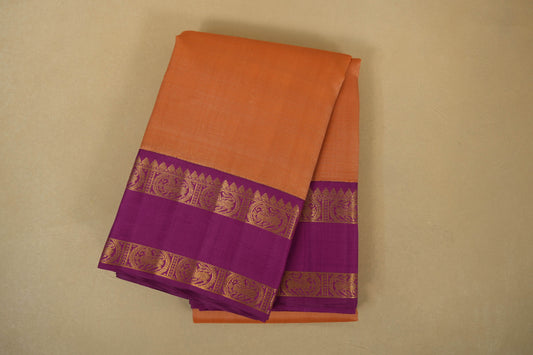 Peach with Magenta Borders Vintage Kanjivaram Silk Saree