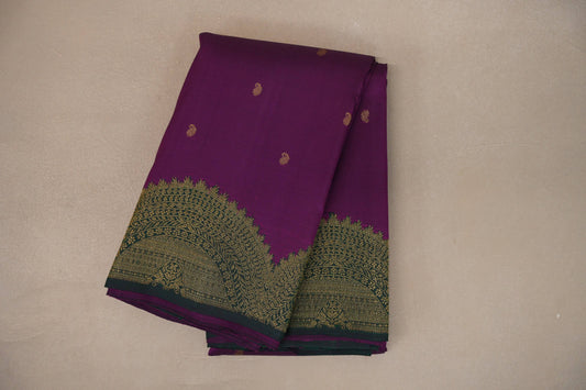 Grape purple with Deep Bottle Green Vintage Kanjivaram Silk Saree SS9320