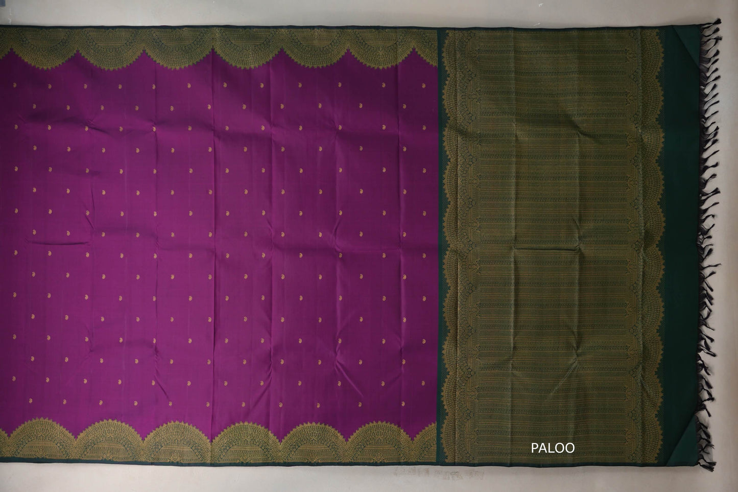 Grape purple with Deep Bottle Green Vintage Kanjivaram Silk Saree SS9320