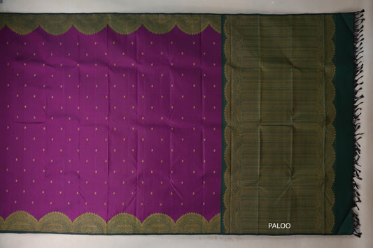 Grape purple with Deep Bottle Green Vintage Kanjivaram Silk Saree SS9320