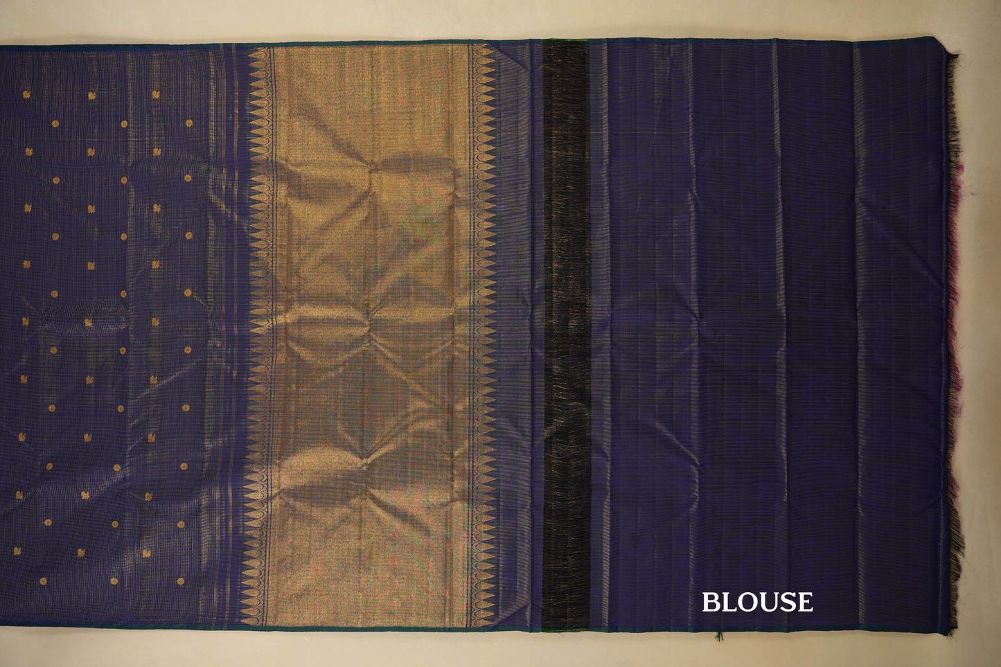 Blue Borderless Vintage Kanjivaram Silk Saree blouse