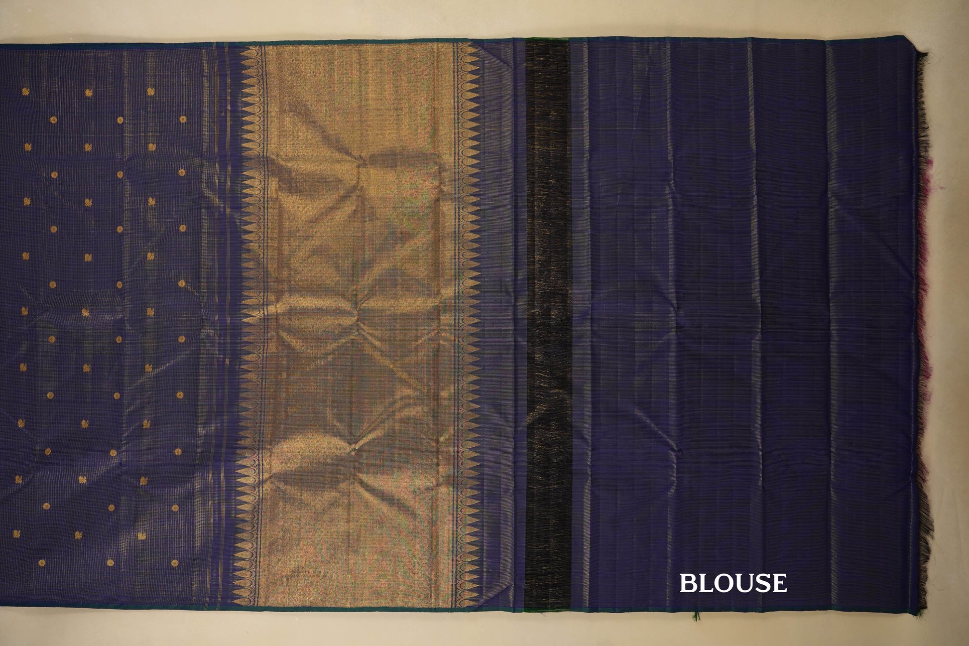 Blue Borderless Vintage Kanjivaram Silk Saree blouse