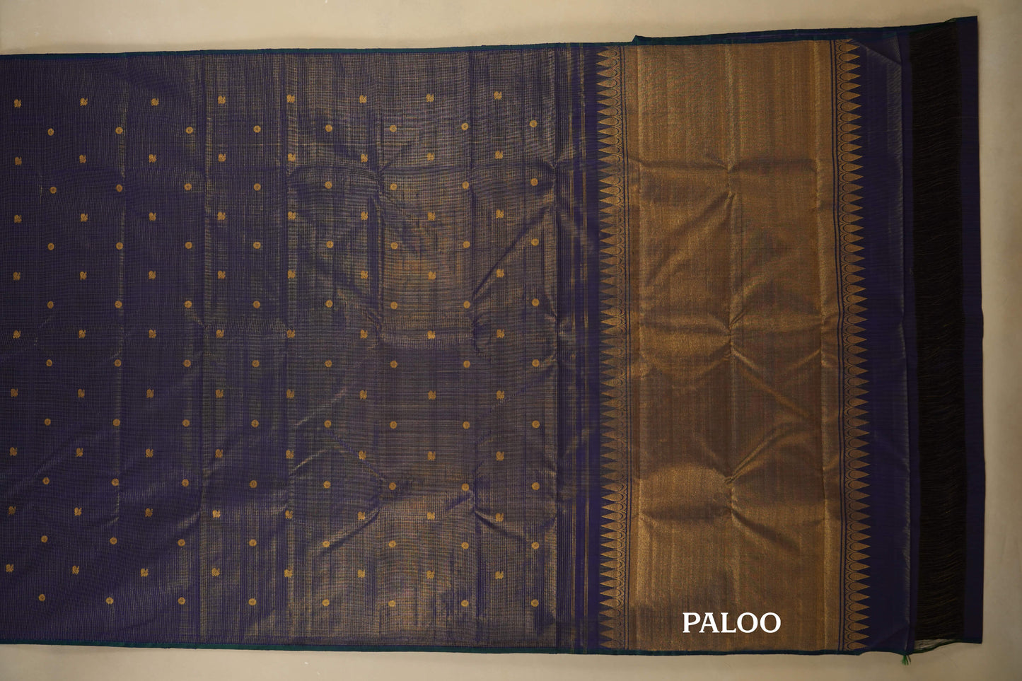Blue Borderless Vintage Kanjivaram Silk Saree paloo
