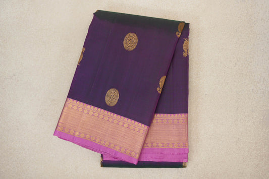 Dual Tone of Bottle Green and Pink with Light Pink Borders Vintage Kanjivaram Silk Saree