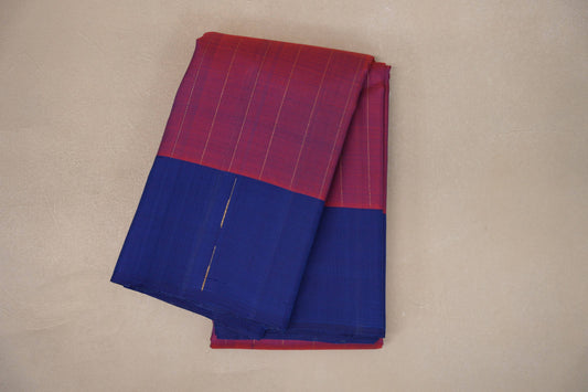 Dual Tone of  Bright Red and Blue Plant based Kanjivaram Silk Saree SS9322