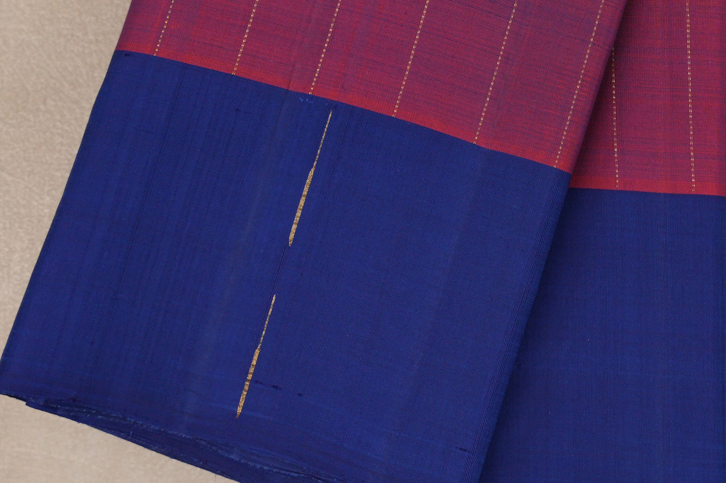 Dual Tone of  Bright Red and Blue Vegan Kanjivaram Silk Saree SS9322