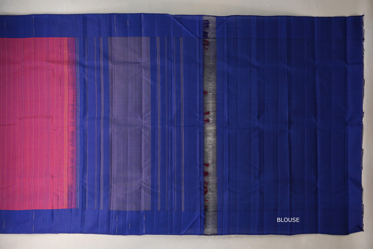Dual Tone of  Bright Red and Blue Vegan Kanjivaram Silk Saree SS9322