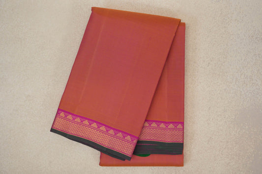 Dual Tone of Yellow and Pink with Bright Magenta with Bottle Green Selvedge Borders Vintage Kanjivaram Silk Saree