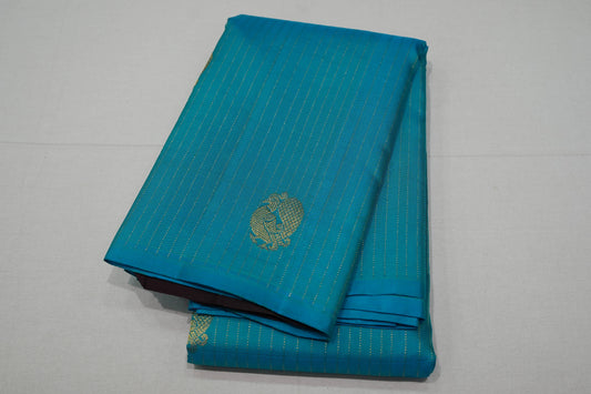 Sky blue vintage kanchipuram silk saree